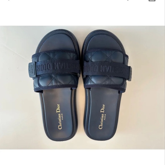 Authentic Dior Midnight Blue Leather Slides